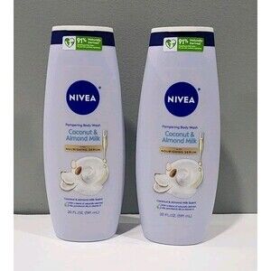 2 Nivea Nourishing Bodywash with Serum 20 OZ.  Coconut & Almond Milk Scent New